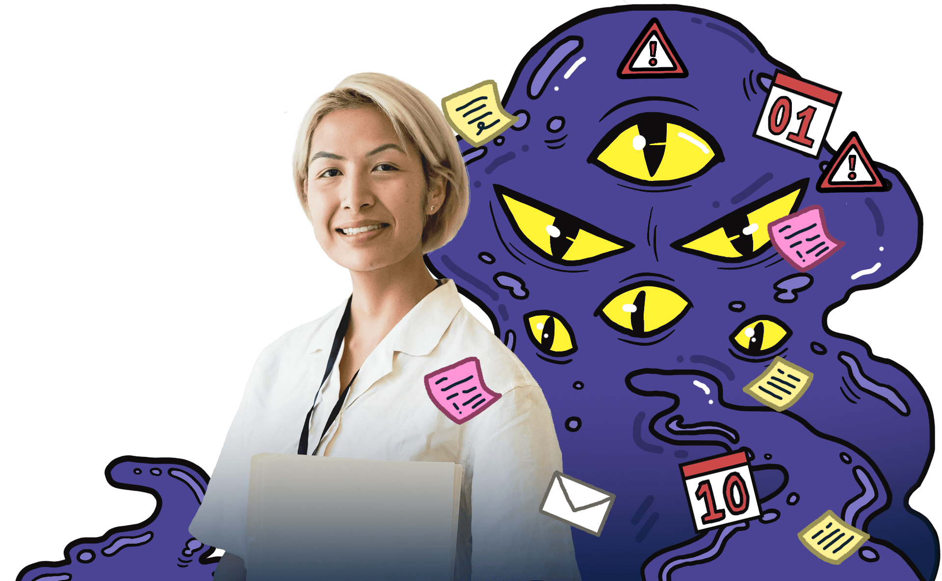Woman and monster illustration